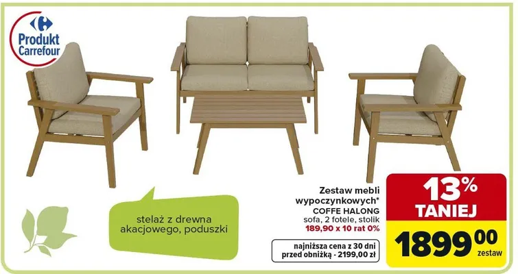 Zestaw mebli wypoczynkowych Coffe Halong promocja w Carrefour