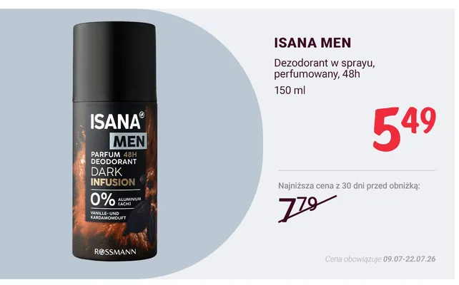 Dezodorant w sprayu Isana Men perfumowany 48h promocja w Rossmann