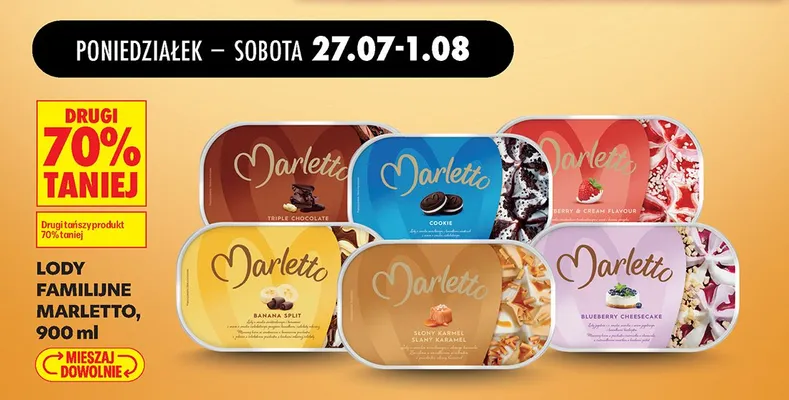 Lody familijne Marletto Triple Chocolate promocja w Biedronka