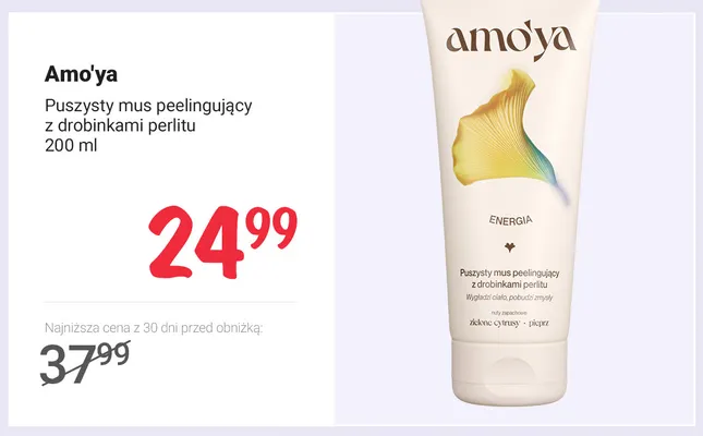 Puszysty mus peelingujący z drobinkami perlitu Amo'ya promocja w Rossmann