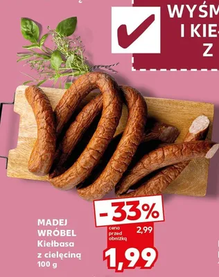 Kiełbasa z cielęciną Madej Wróbel promocja w Kaufland