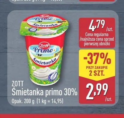 Śmietanka Primo 30% Zott promocja w Aldi