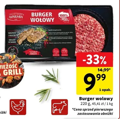 Burger wołowy Warmia promocja w Intermarche
