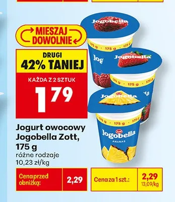 Jogurt owocowy Jogobella truskawkowy Zott promocja w Biedronka