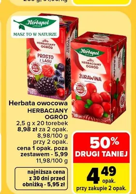 Herbata owocowa Herbaciany Ogród Prosto z lasu Herbapol promocja w Carrefour