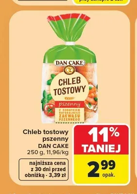 Chleb tostowy pszenny Dan Cake promocja w Carrefour
