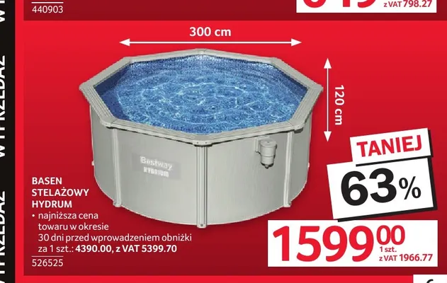 Basen stelażowy Hydrum Bestway 300 cm promocja w Selgros