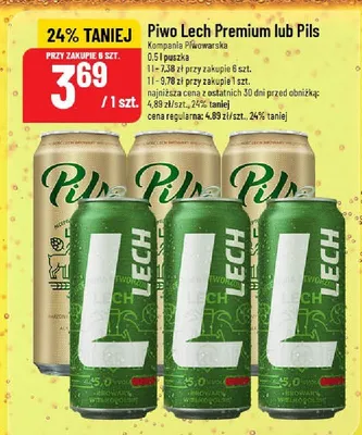 Piwo Premium lub Pils Kompania Piwowarska promocja w POLOmarket
