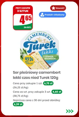 Ser pleśniowy camembert lekki czos nied Turek promocja w Dino