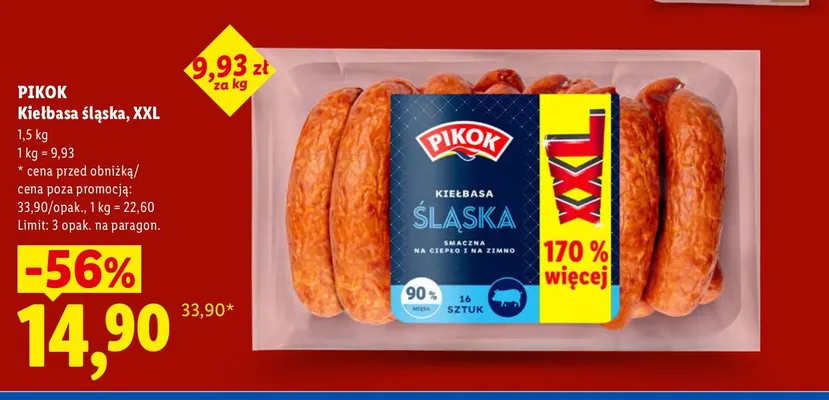 Kiełbasa śląska XXL Pikok promocja w Lidl