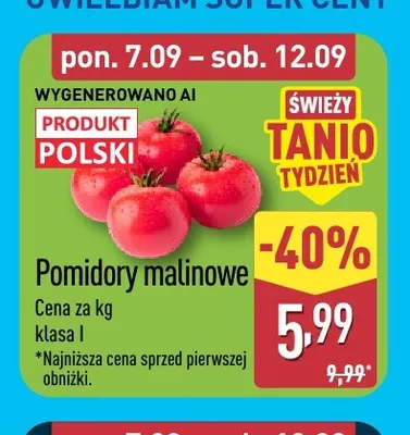 Pomidory malinowe promocja w Aldi