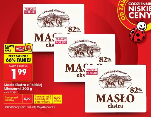 Masło Ekstra z Polskiej Mleczarni promocja w Biedronka