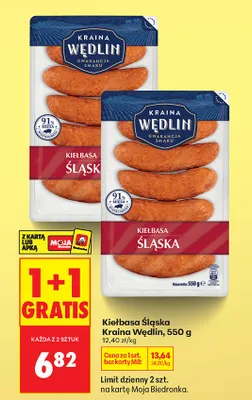 Kiełbasa śląska 1+1 GRATIS promocja w Biedronka