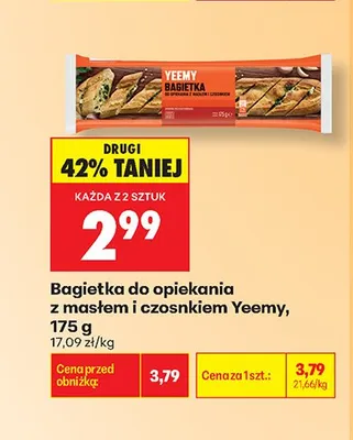 Bagietka do opiekania z masłem i czosnkiem Yeemy promocja w Biedronka