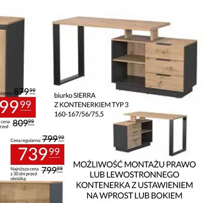 Biurko z kontenerkiem Sierra Typ 3 promocja w Abra Meble