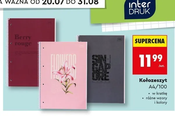 Kołozeszyt A4/100 Interdruk promocja w Biedronka