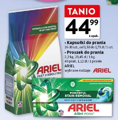 Kapsułki do prania Ariel promocja w Intermarche