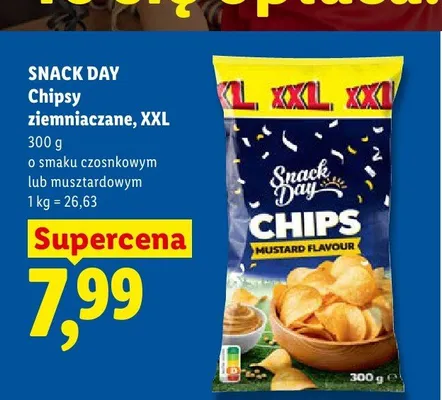 Chipsy ziemniaczane XXL o smaku czosnkowym Snack Day promocja w Lidl