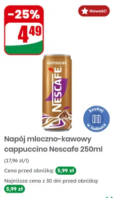 Napój mleczno-kawowy cappuccino Nescafe promocja w Dino