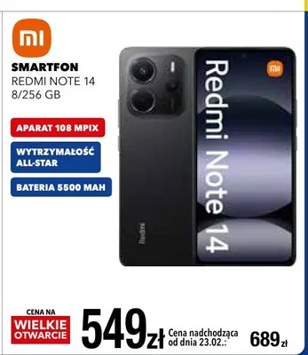 Smartfon Redmi Note 14 8/256 GB promocja w RTV EURO AGD