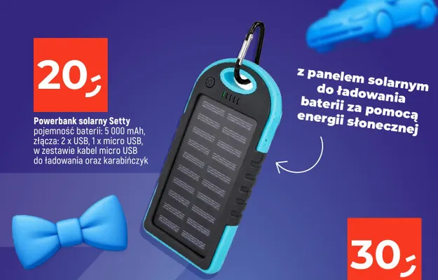 Powerbank solarny Setty 5000mAh promocja w Dealz
