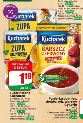 Zupa instant Kucharek promocja w Dino