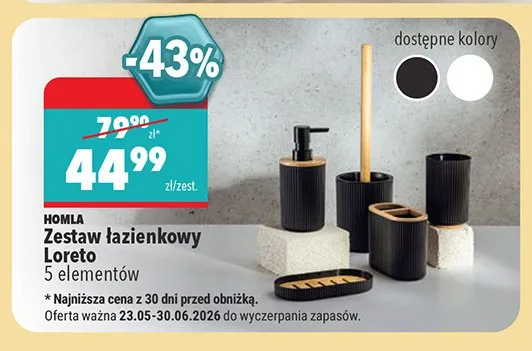Zestaw łazienkowy Loreto Homla 5 elementów promocja w Biedronka