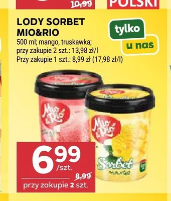 Lody sorbet Mio&Rio mango promocja w Stokrotka