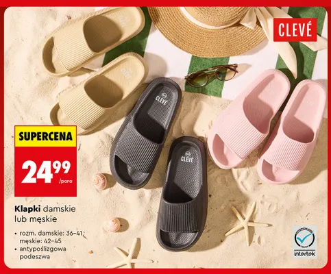 Klapki damskie Clevé promocja w Biedronka