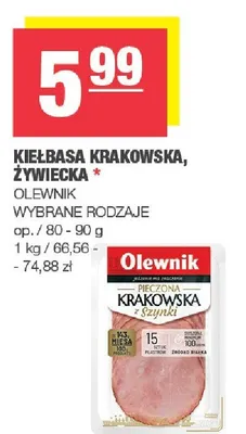 Kiełbasa Krakowska, Żywiecka wybrane rodzaje promocja w SPAR