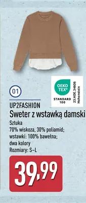 Sweter z wstawką damski Up2fashion promocja w Aldi