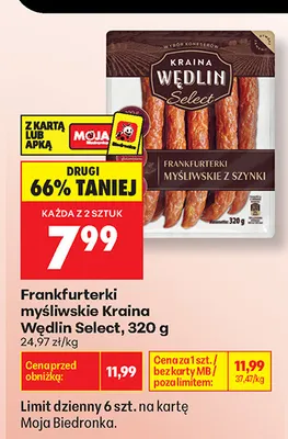Frankfurterki myśliwskie Kraina Wędlin Select promocja w Biedronka