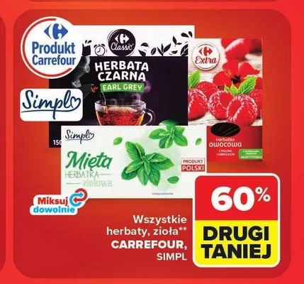 Herbata owocowa z maliną i hibiskusem Carrefour Extra promocja w Carrefour Market