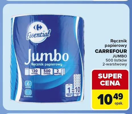 Ręcznik papierowy Jumbo 2-warstwowy Carrefour promocja w Carrefour Market