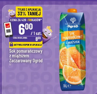 Sok pomarańczowy z miąższem promocja w POLOmarket