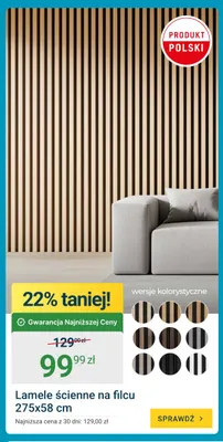 Lamele ścienne na filcu promocja w ERLI
