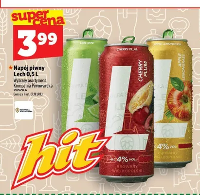 Napój piwny Lech Lime Mint promocja w TOPAZ