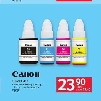 Tusz Canon GI-490 promocja w Selgros