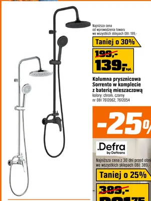 Kolumna prysznicowa Sorrento czarna w komplecie z baterią mieszaczową promocja w OBI