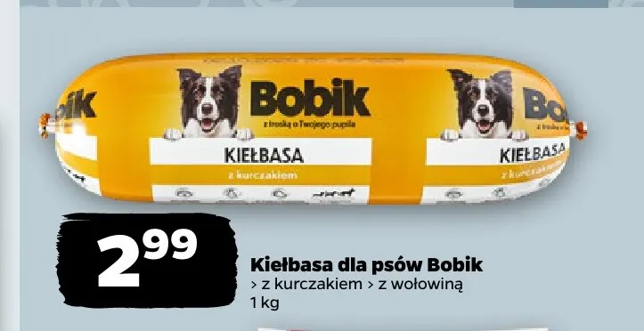 Kiełbasa dla psów Bobik z wołowiną promocja w Netto