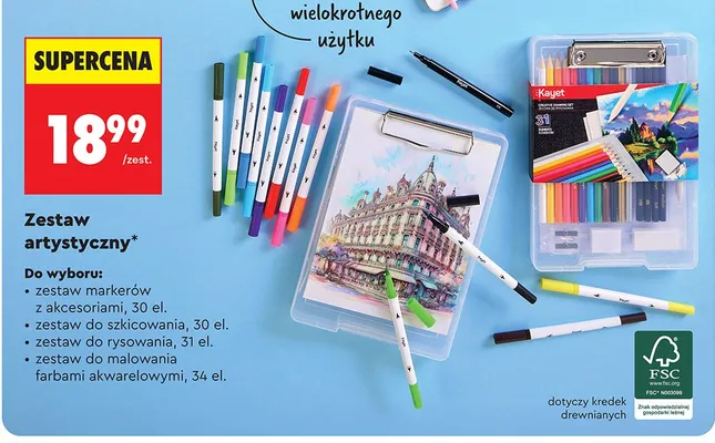 Zestaw markerów z akcesoriami Kayet promocja w Biedronka