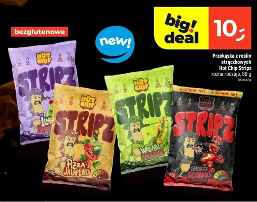 Przekąska z roślin strączkowych Hot Chip Stripz Pizza Jalapeno promocja w Dealz