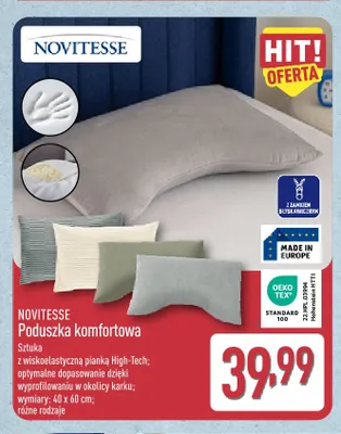Poduszka komfortowa Novitesse promocja w Aldi