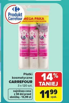 Płatki kosmetyczne Carrefour 3-pak promocja w Carrefour Market
