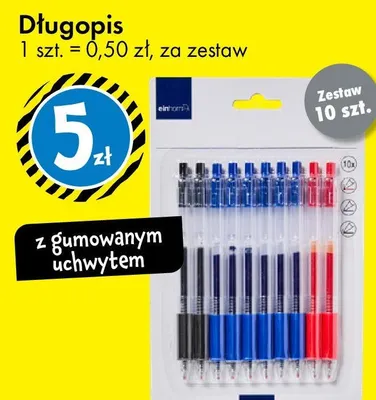 Długopis 1 szt. = 0,50 zł z gumowanym uchwytem promocja w Tedi