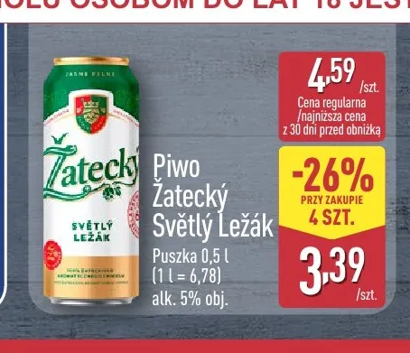 Piwo Žatecký Světlý Ležák promocja w Aldi