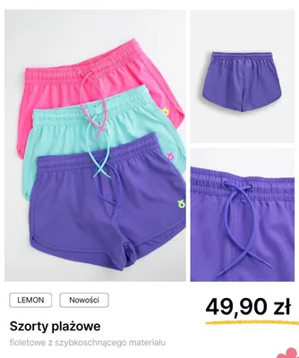 Szorty plażowe Lemon Coccodrillo fioletowe promocja w Coccodrillo