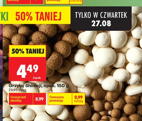 Grzyby Shimeji promocja w Biedronka