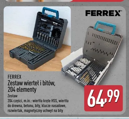 Zestaw wierteł i bitów 204 elementy Ferrex promocja w Aldi