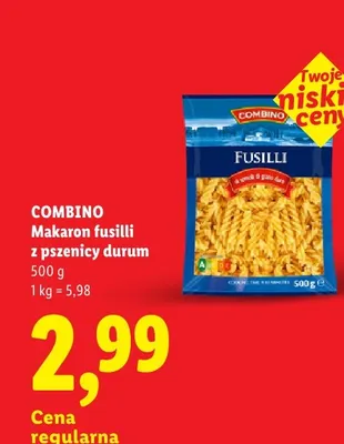 Makaron fusilli z pszenicy durum Combino promocja w Lidl